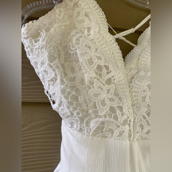 Lulu's Star Spangled Ivory Backless Lace Jumpsuit Size S - Picture 9 of 14